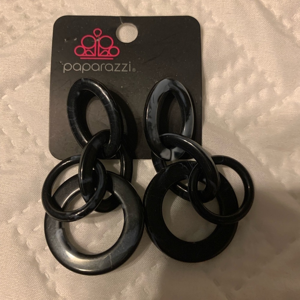 ACRYLIC DANGLE EARRINGS.  Black and Grey. Gorgeous!!